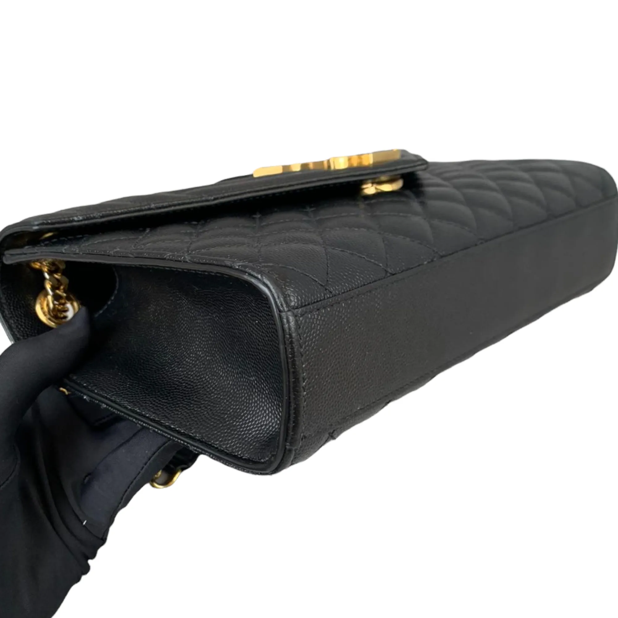 Medium Envelope Flap Leather Black GHW