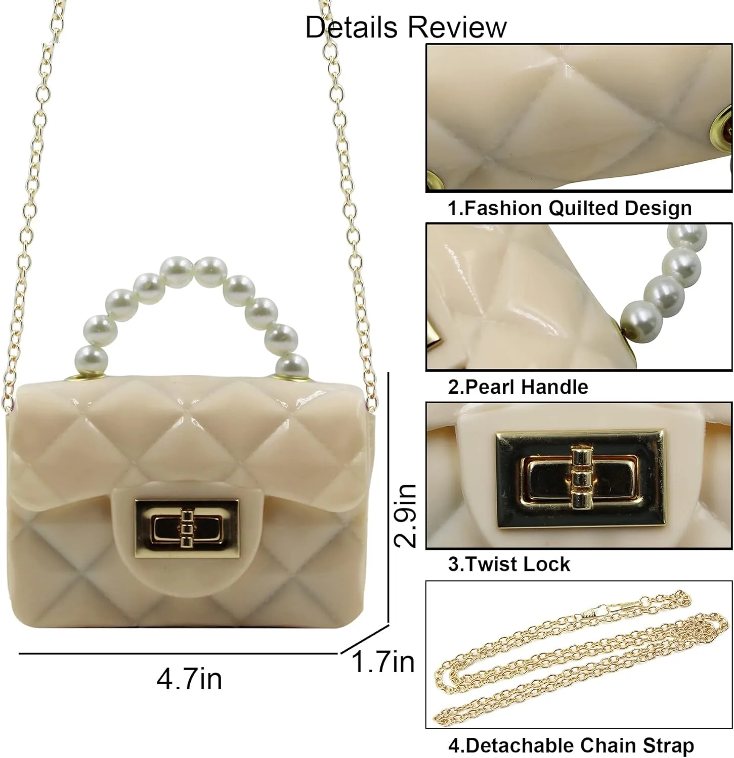 Mini Pink Purse for Little Girls Fashion Candy Handbag Satchel Jelly Shoulder Bag Crossbody Purse with Pearls Handle(Small)