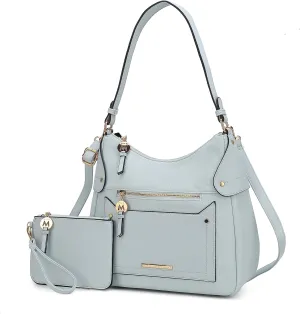 MKF Collection Shoulder Bag for Women & Wristlet Pouch, Vegan Leather Handbag Set Top-Handle Tote Handbag Purse by Mia k