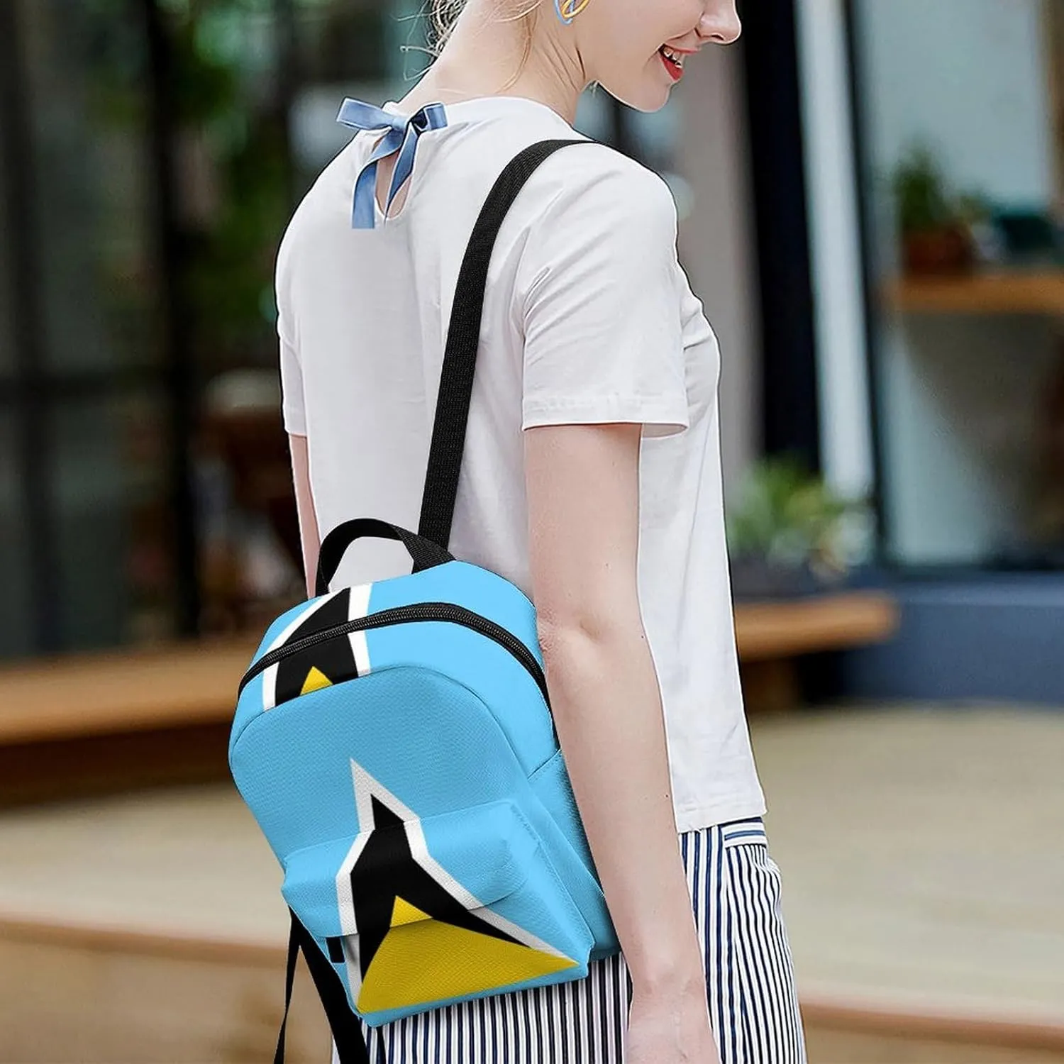 National Flag of Saint Lucia Casual Women's Backpack, Lightweight, Waterproof, Versatile Daily Bag