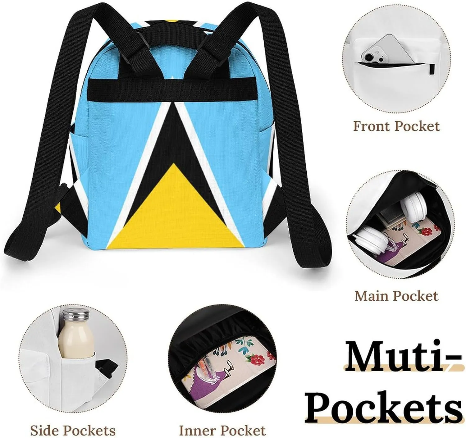 National Flag of Saint Lucia Casual Women's Backpack, Lightweight, Waterproof, Versatile Daily Bag