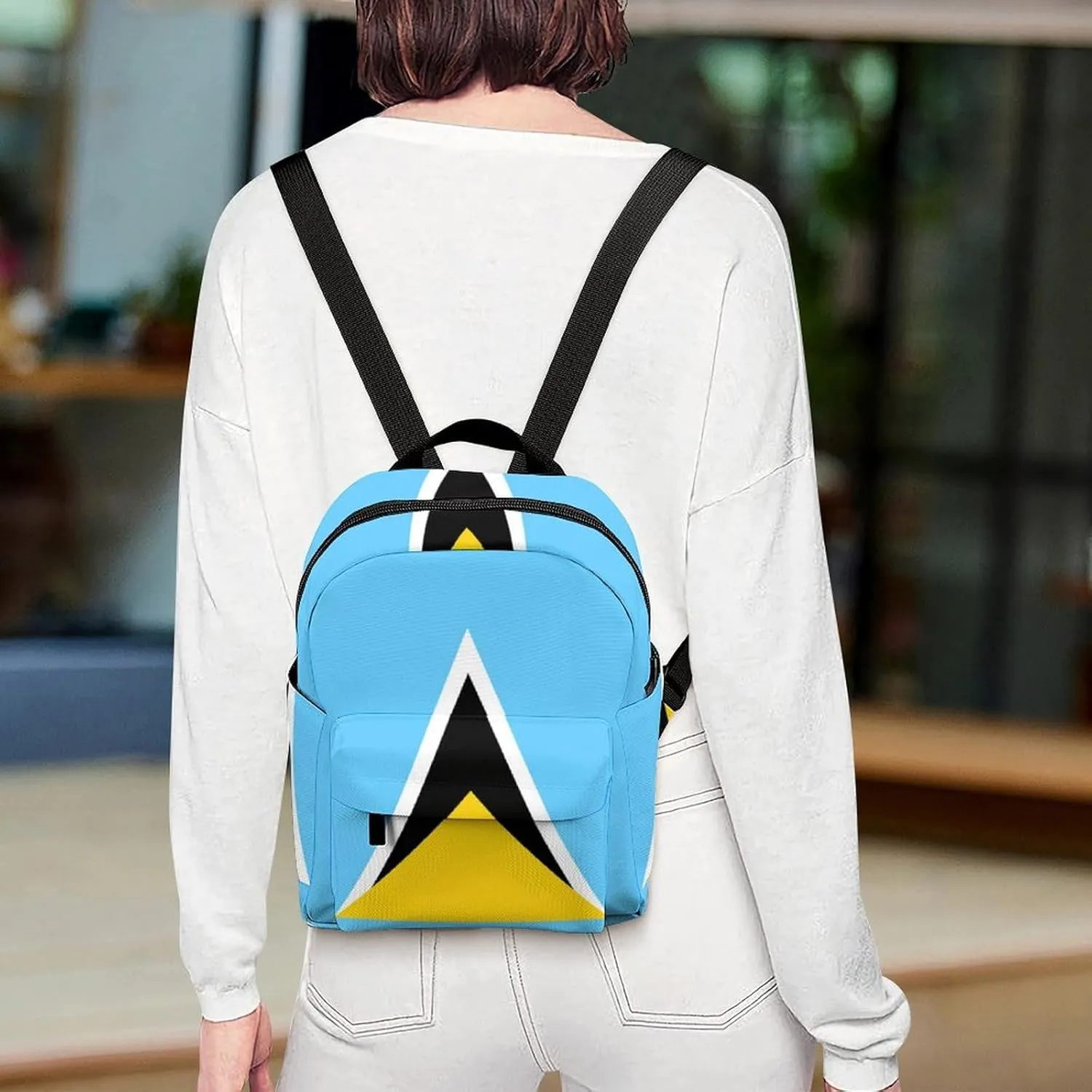 National Flag of Saint Lucia Casual Women's Backpack, Lightweight, Waterproof, Versatile Daily Bag