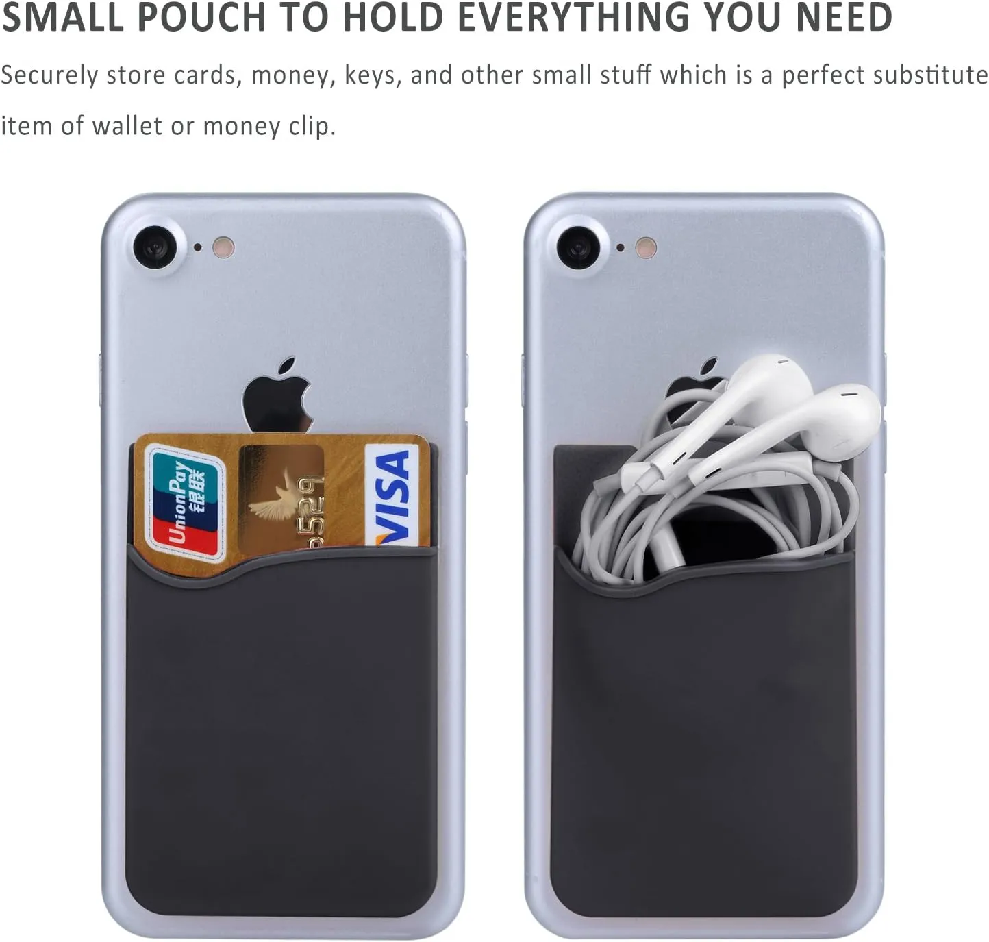 Pofesun Adhesive Phone Card Holder, 3 Pack Silicone Stick-on Wallet ID/Credit Card Holder Pouch Sleeve Self Adhesive Sticker Case for iPhone 16 15 14 13 12 Pro Max,iPad,Samsung Galaxy,Tablet
