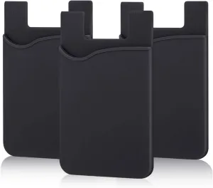 Pofesun Adhesive Phone Card Holder, 3 Pack Silicone Stick-on Wallet ID/Credit Card Holder Pouch Sleeve Self Adhesive Sticker Case for iPhone 16 15 14 13 12 Pro Max,iPad,Samsung Galaxy,Tablet