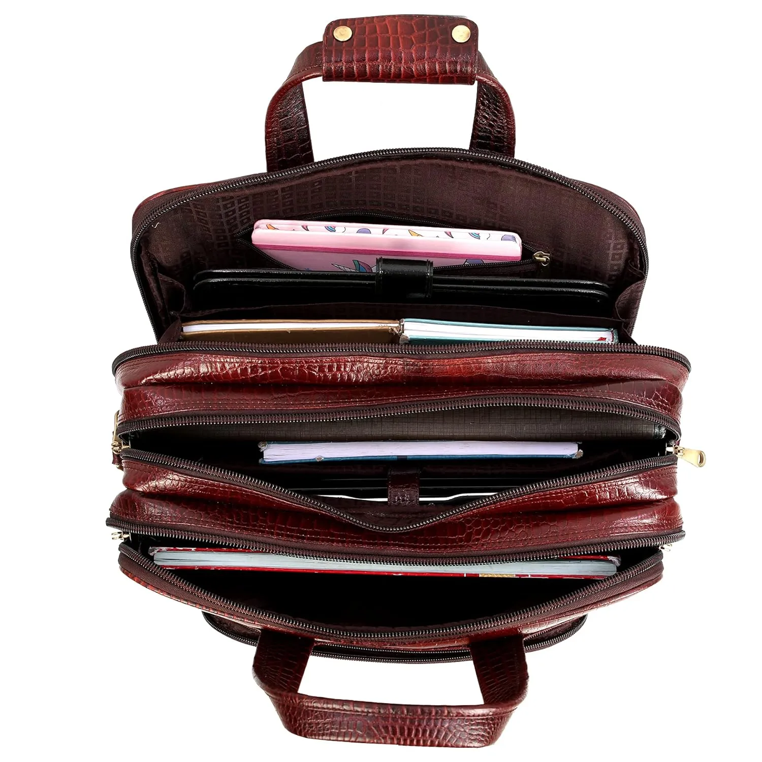 Premium Croc Brown Leather Office & Messenger Bag LB011