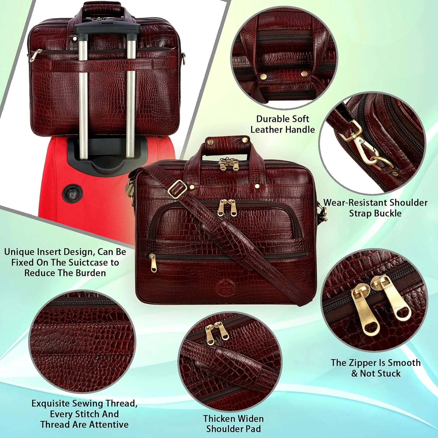 Premium Croc Brown Leather Office & Messenger Bag LB011