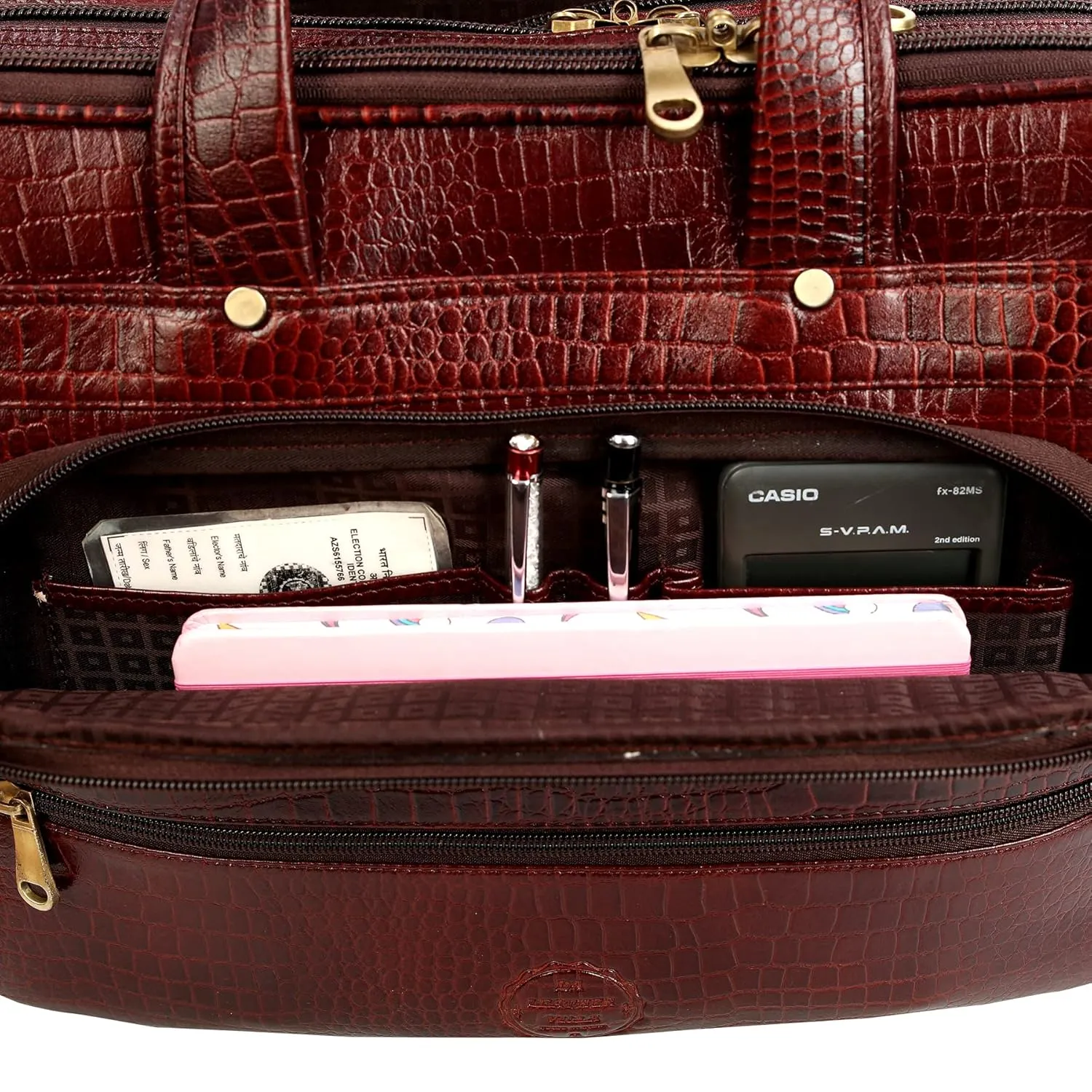Premium Croc Brown Leather Office & Messenger Bag LB011