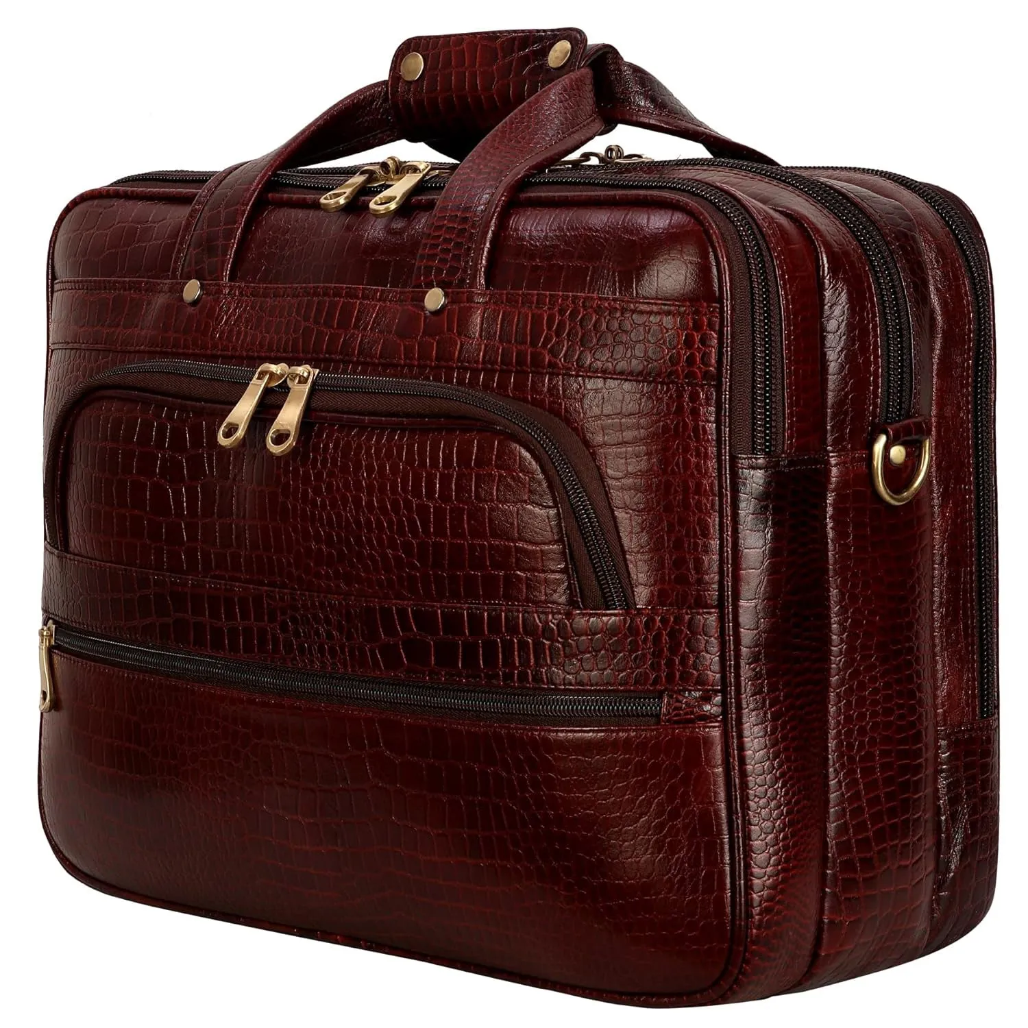 Premium Croc Brown Leather Office & Messenger Bag LB011