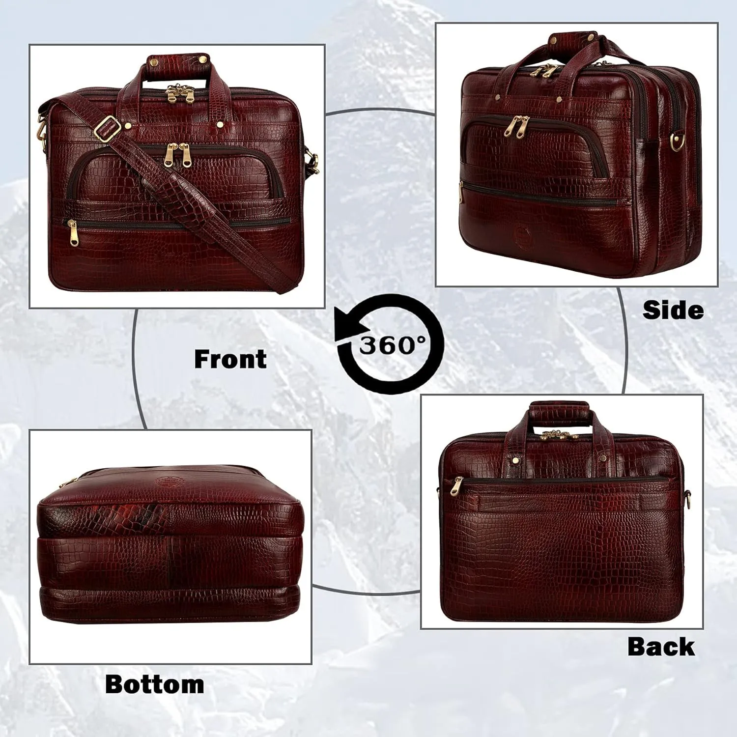 Premium Croc Brown Leather Office & Messenger Bag LB011