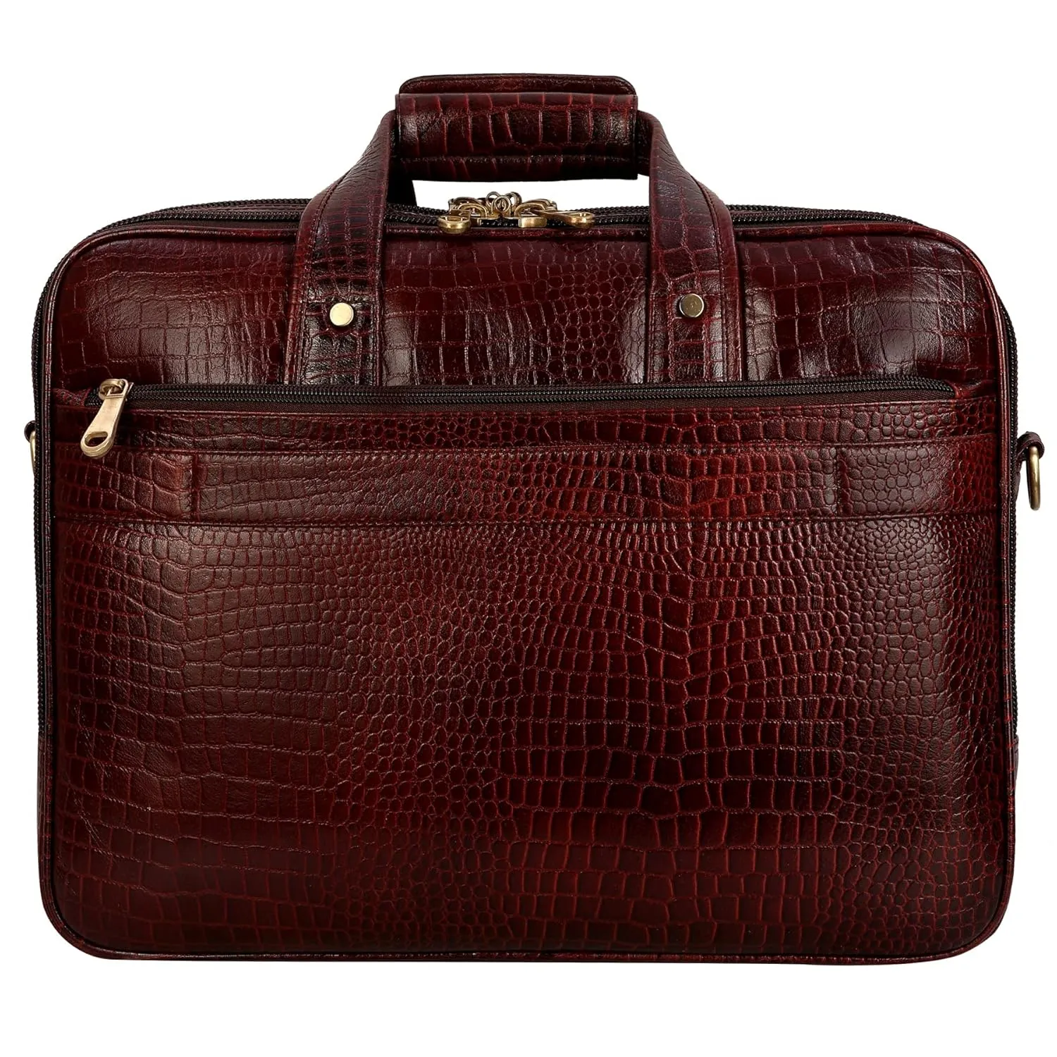 Premium Croc Brown Leather Office & Messenger Bag LB011