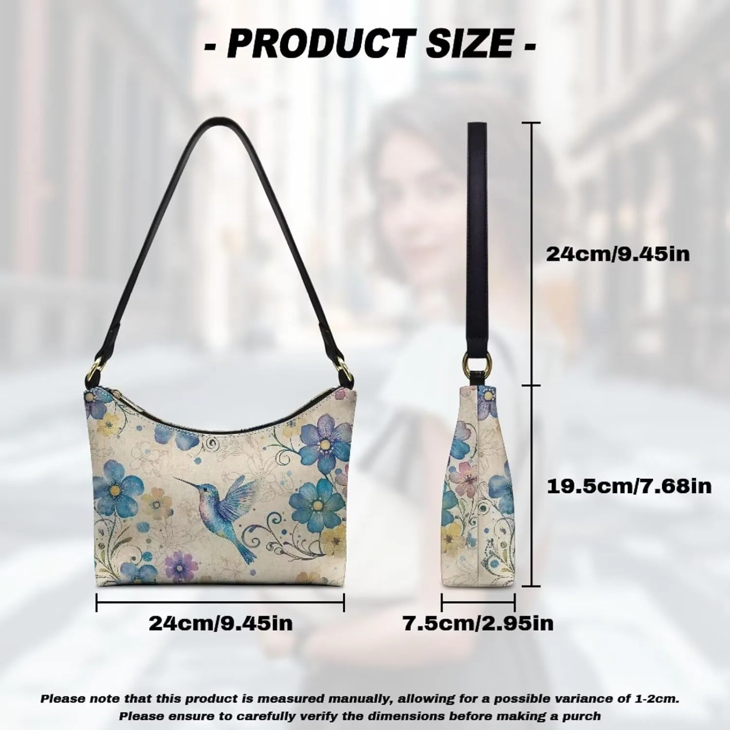 PU Leather Underarm Shoulder Bag Small Zipper Hobo Bags for Women Crescent Tote Bag for Date Travel Shopping