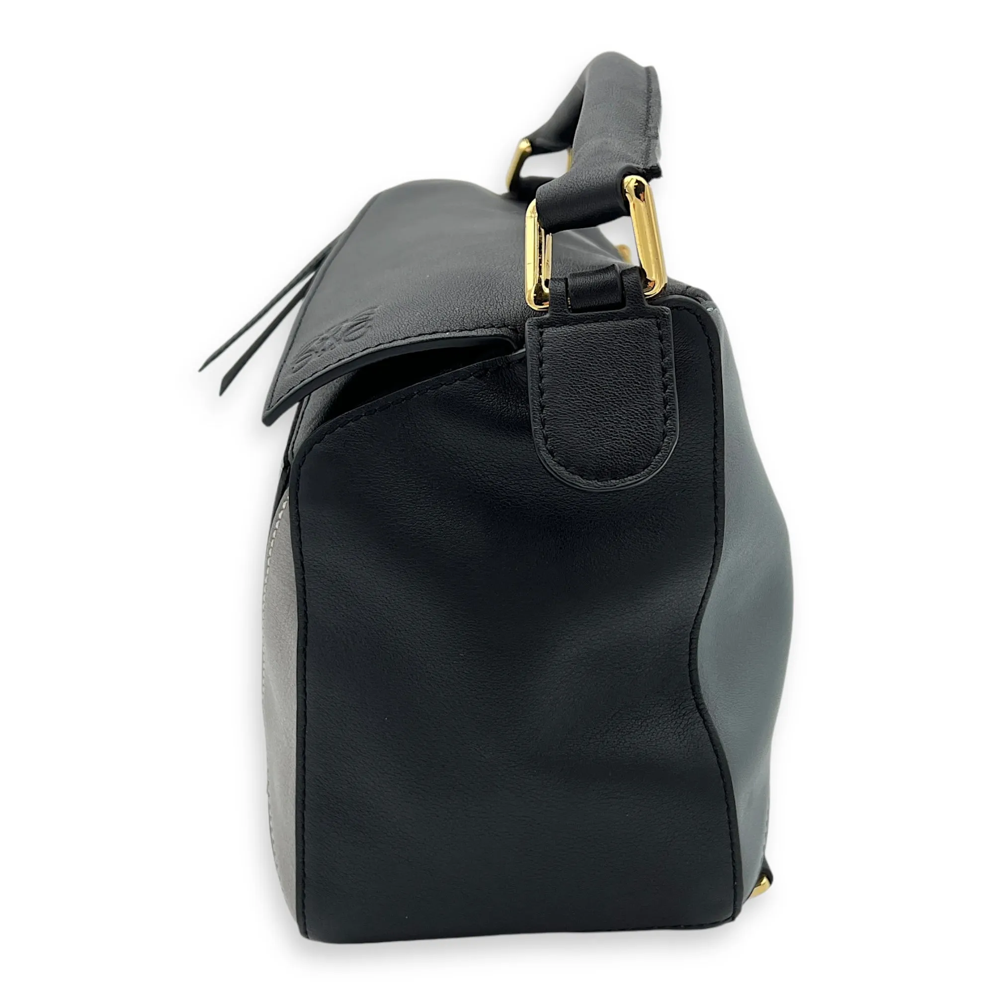 Puzzle Top Handle Bag Medium Grey in Calfskin, Gold hardware