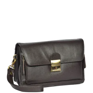Real Leather Wrist Pouch Organiser Clutch Bag A853  Brown