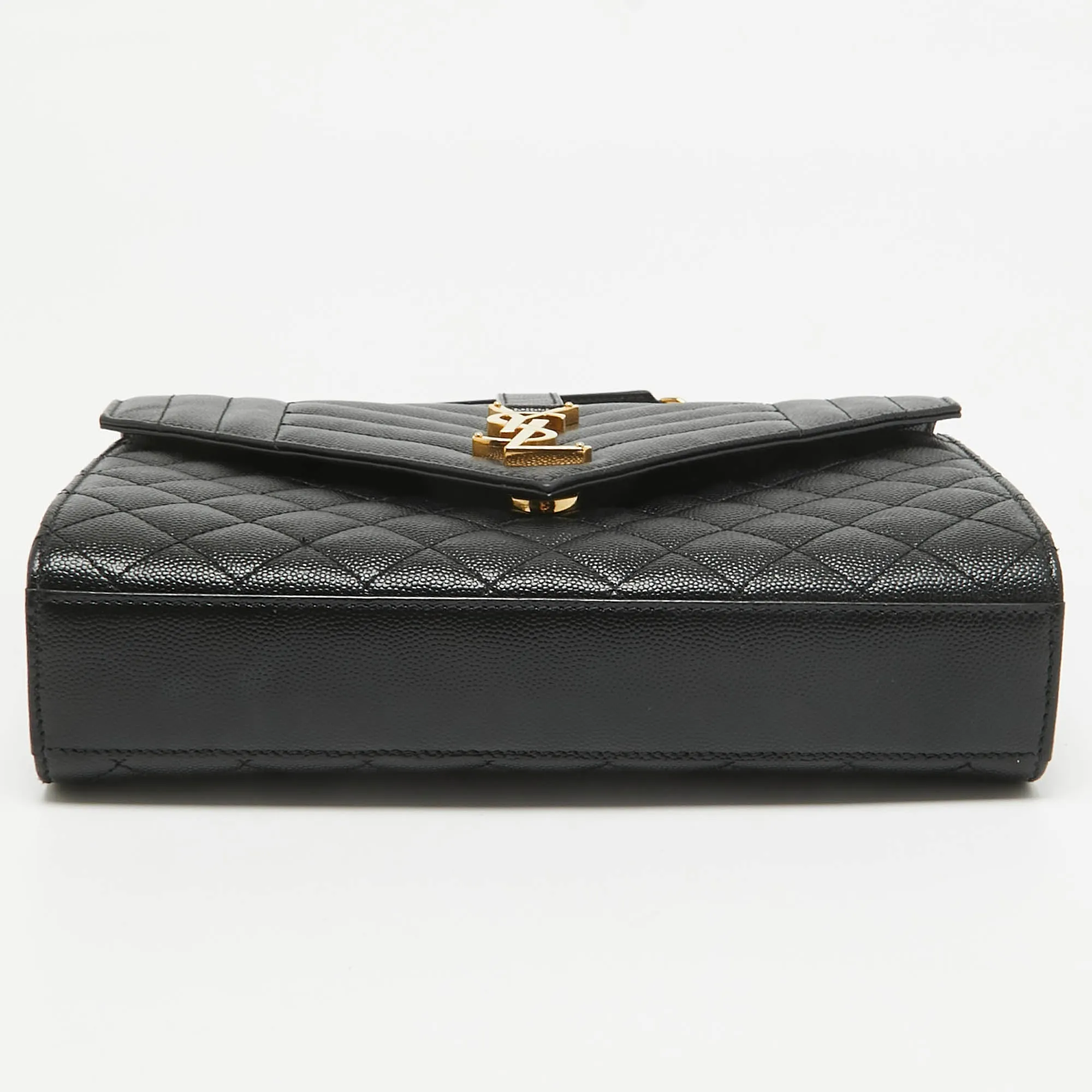 Saint Laurent Black Mix Matelasse Leather Medium Envelope Chain Shoulder Bag