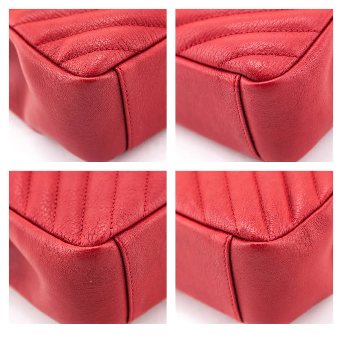 Saint Laurent Red Quilted Sheepskin Medium College Bag