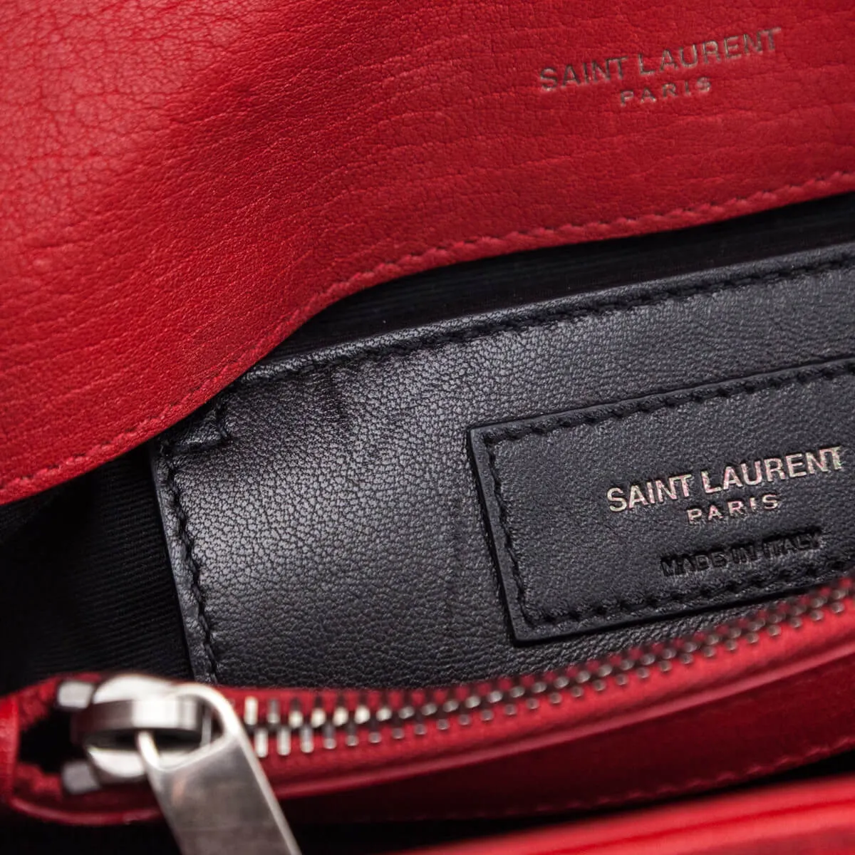 Saint Laurent Red Quilted Sheepskin Medium College Bag