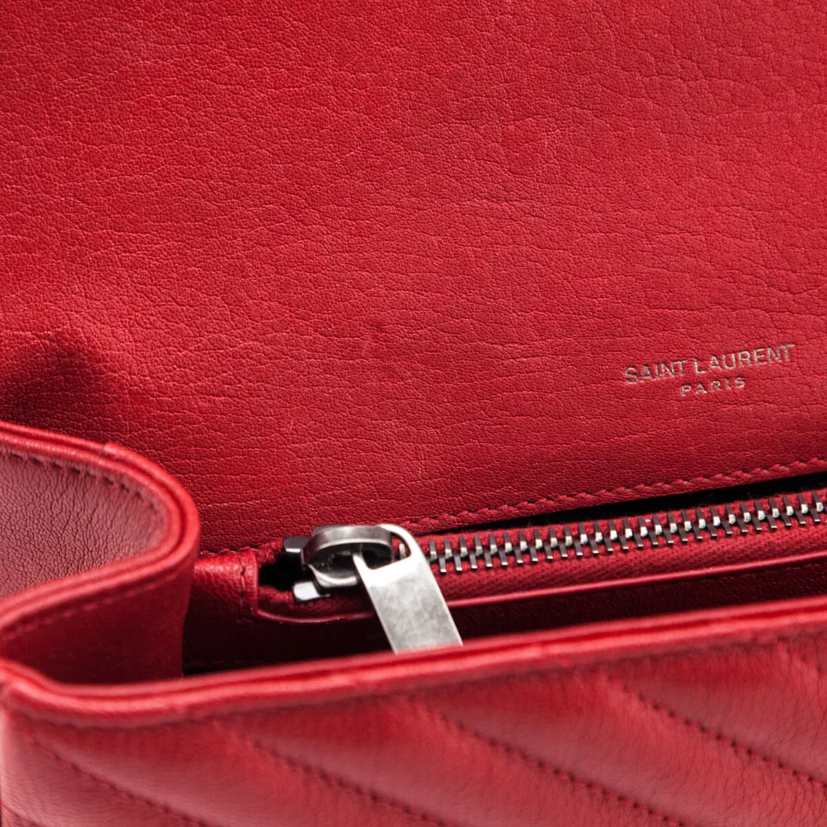 Saint Laurent Red Quilted Sheepskin Medium College Bag