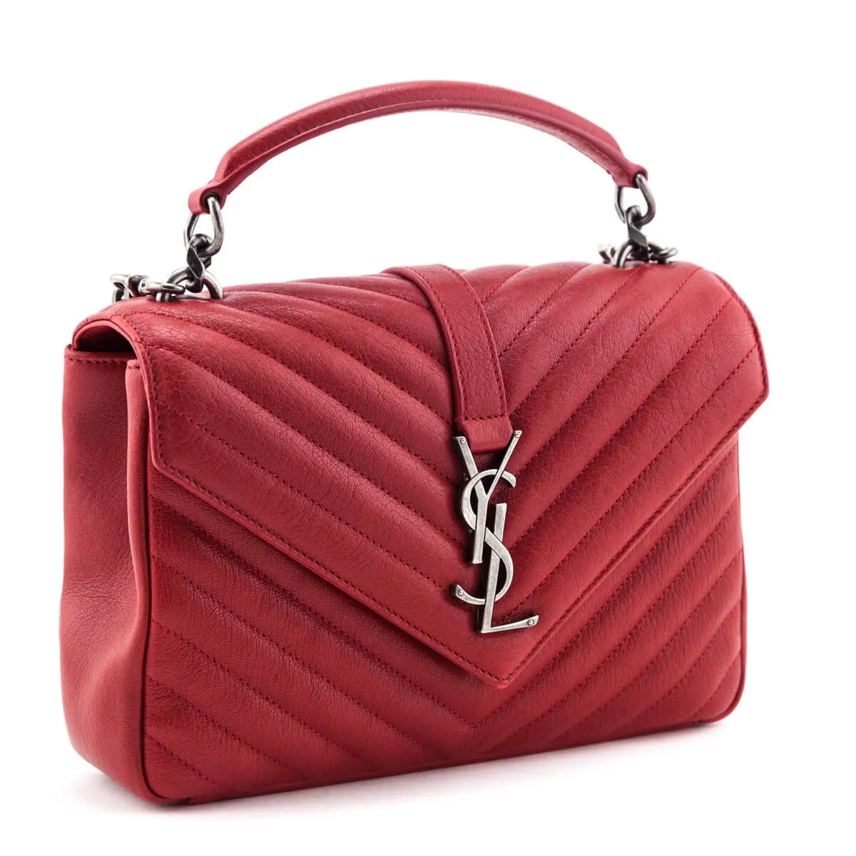 Saint Laurent Red Quilted Sheepskin Medium College Bag
