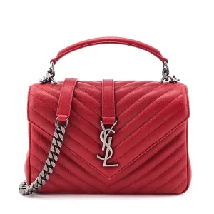 Saint Laurent Red Quilted Sheepskin Medium College Bag