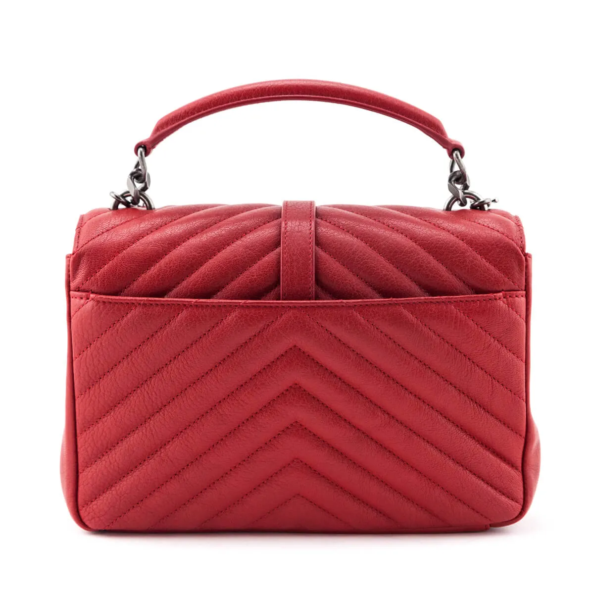 Saint Laurent Red Quilted Sheepskin Medium College Bag