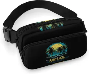 Saint Lucia Beach Palm Trees Hands-Free Fanny Packs Womens Mens Waist Pack Wallets Purse Mini Belt Bag