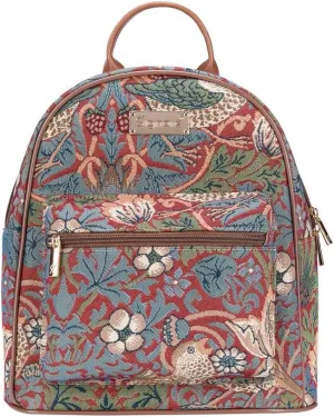 Signare Tapestry Women Backpack Rucksack Casual Daypack Strawberry Thief Red (DAPK-STRD)