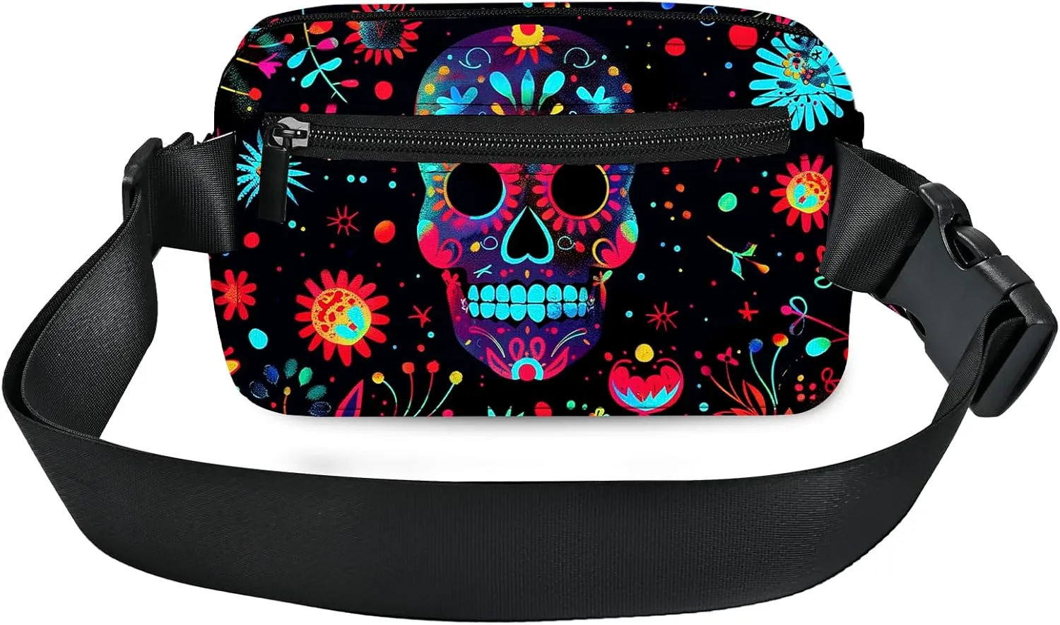 Skull Fanny Pack for Women Men Belt Bag Waterproof Waist Bags With Adjustable Straps Phone Purse Wallet Presents for Travel Sports Workout