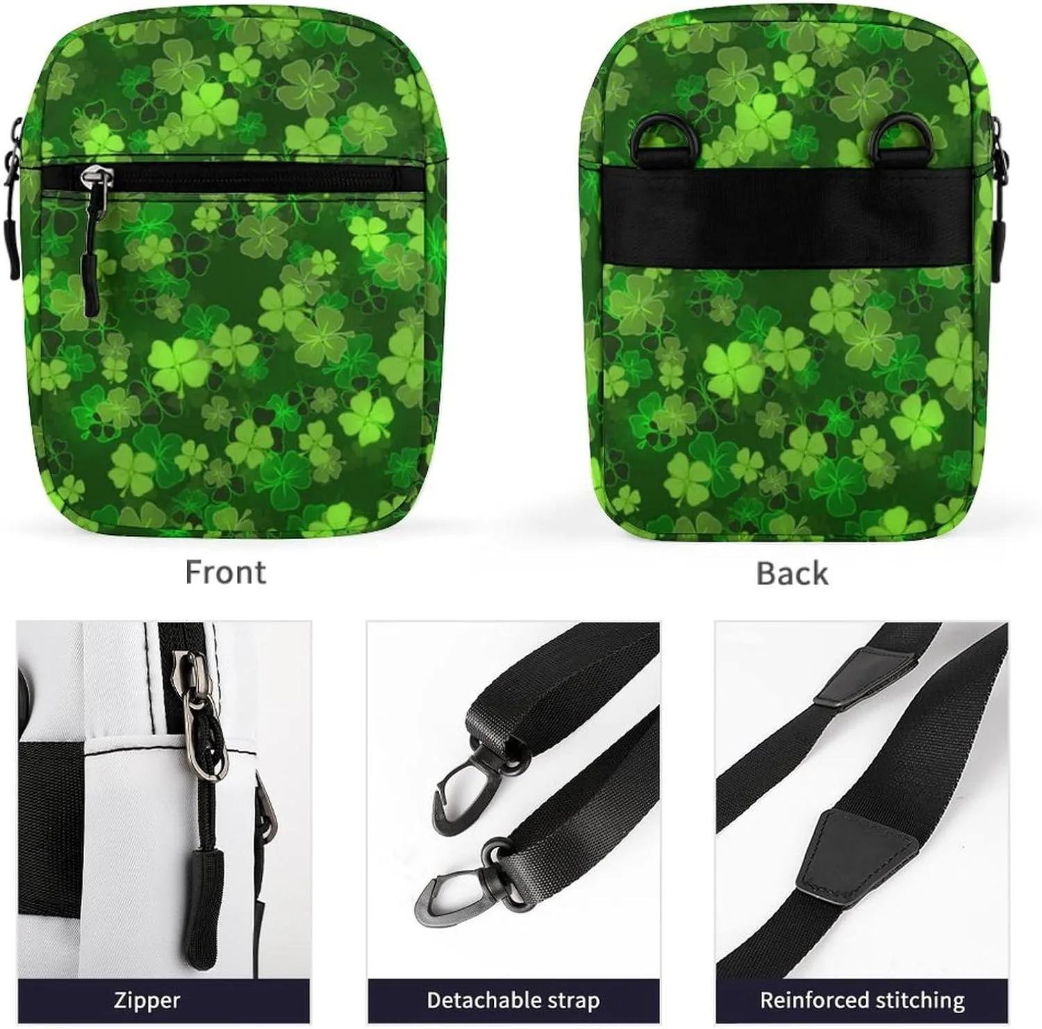 Sky Green Clover Crossbody Bag Small Shoulder Bag Waterproof, Lightweight And Convenient