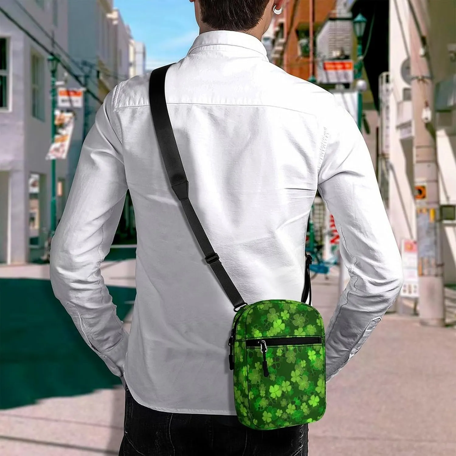 Sky Green Clover Crossbody Bag Small Shoulder Bag Waterproof, Lightweight And Convenient