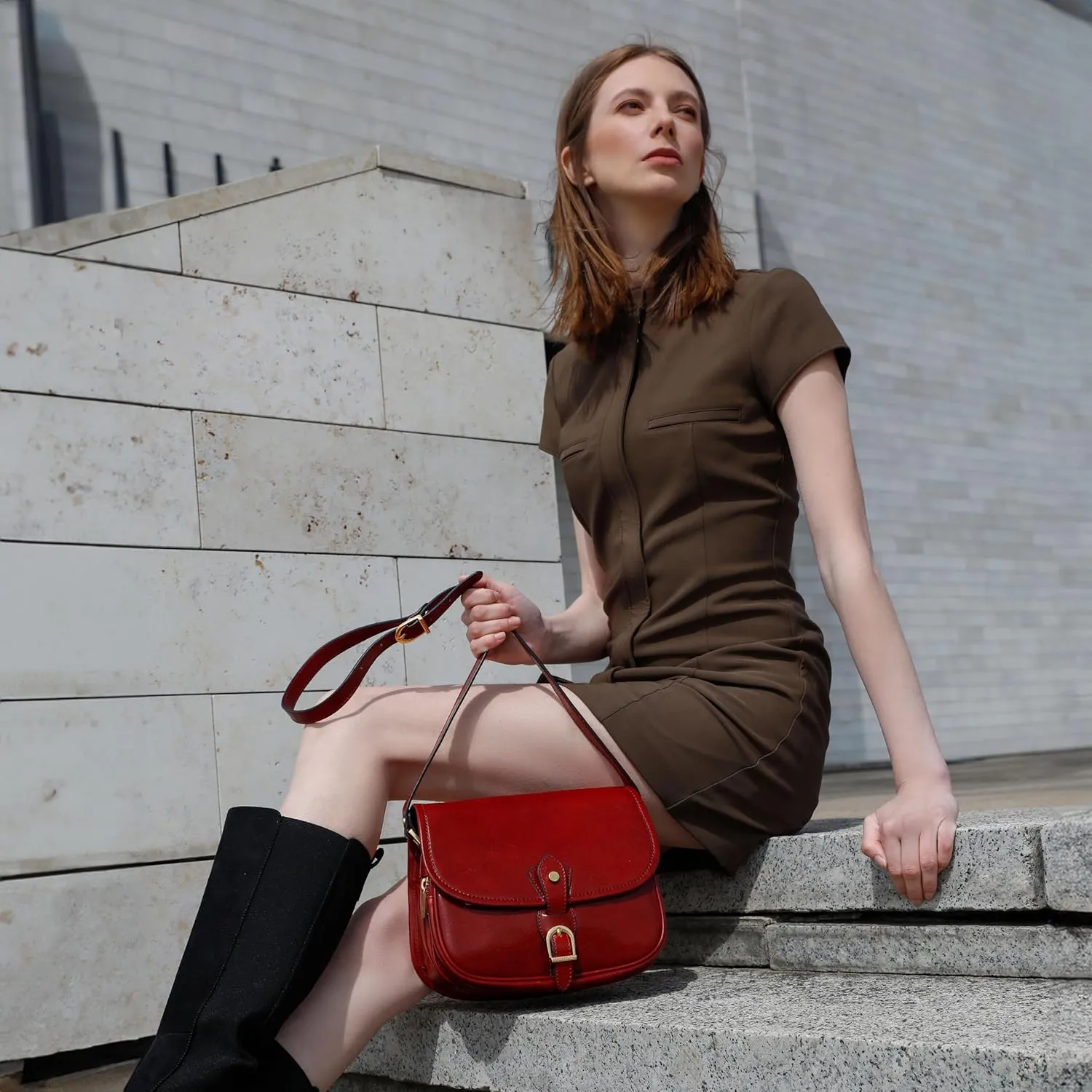 Time Resistance Leather Cross Body Bag for Women - Handbag, Shoulder, Messenger, Purse