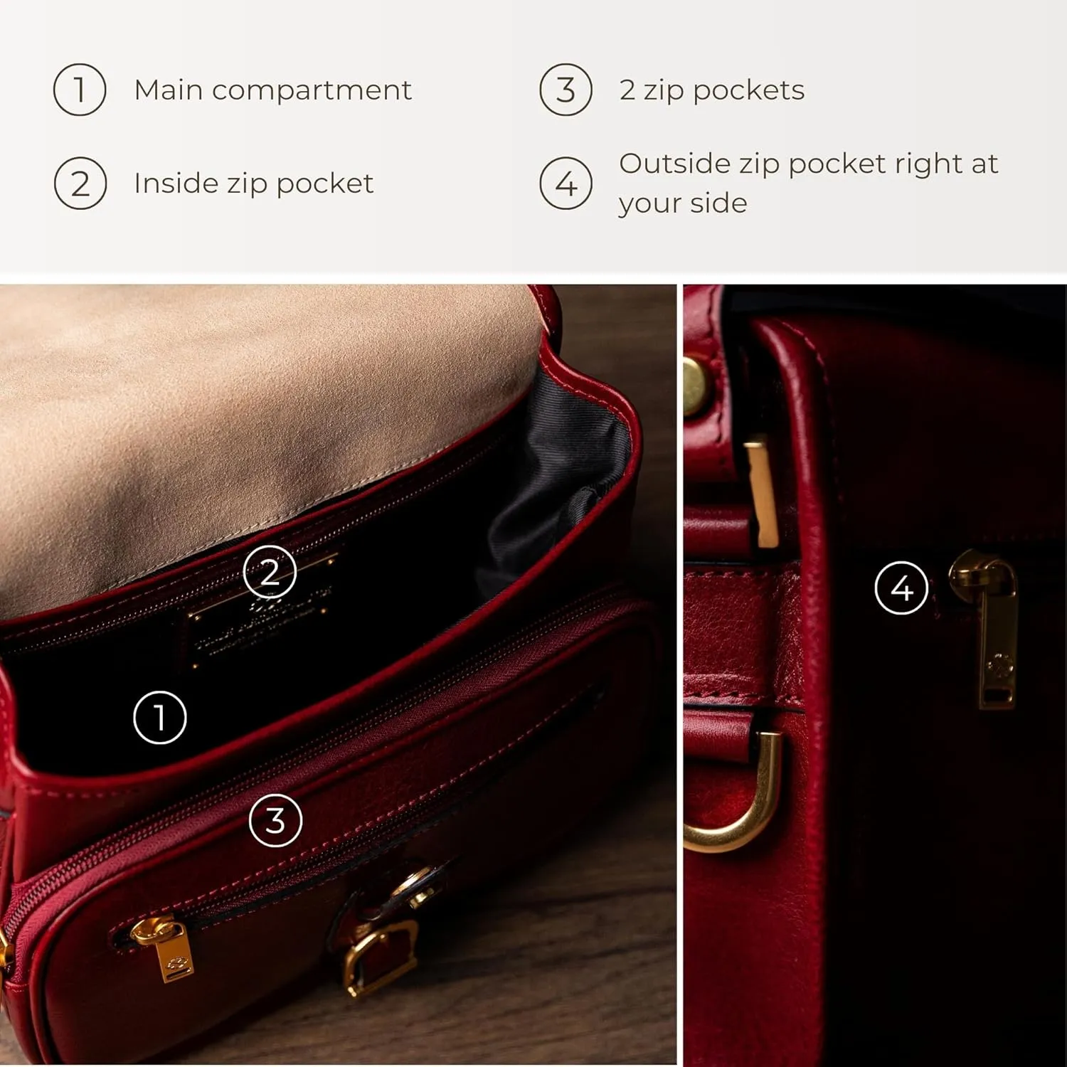Time Resistance Leather Cross Body Bag for Women - Handbag, Shoulder, Messenger, Purse