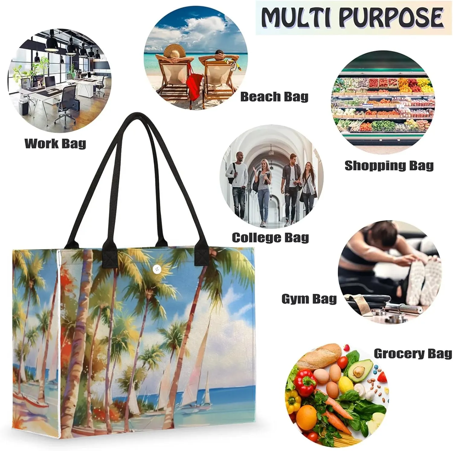 Tote Bag for Women Reusable Canvas Shoulder Bag