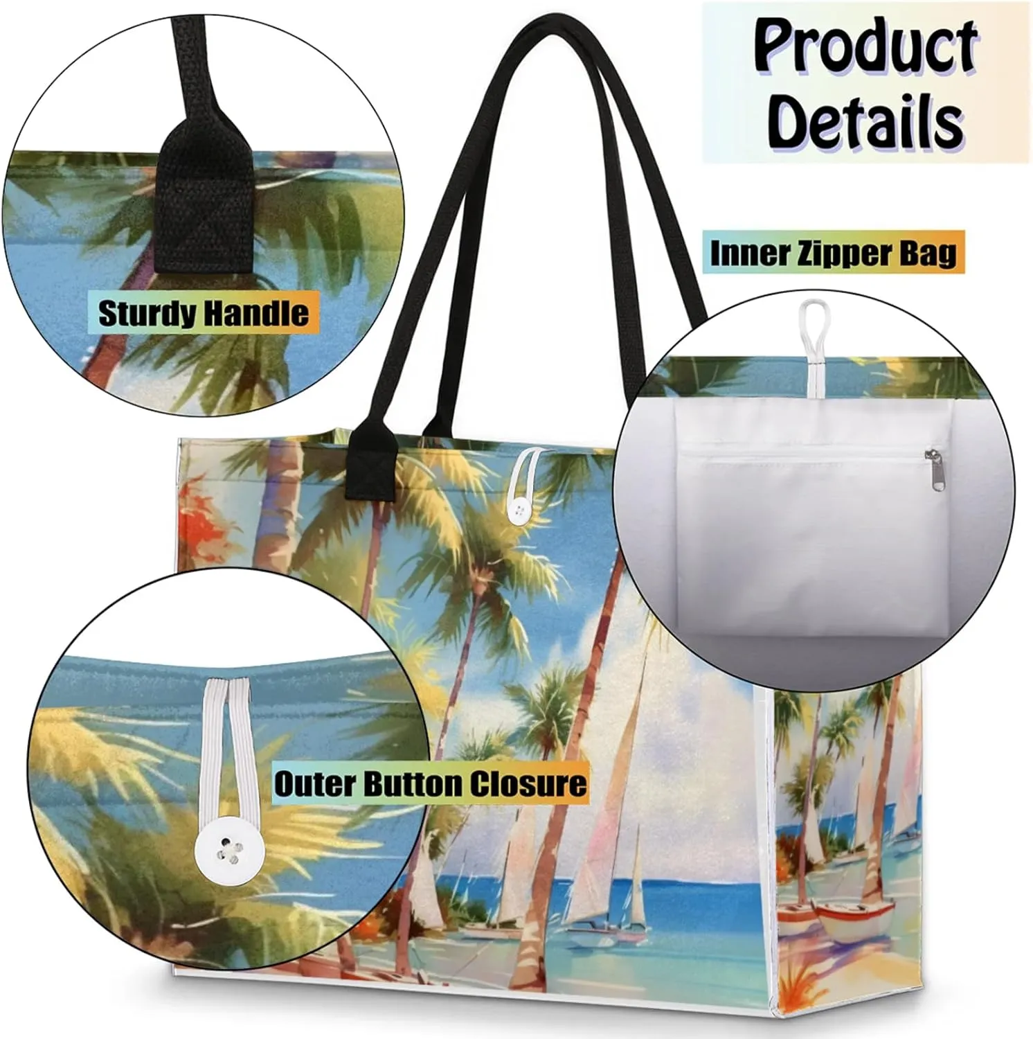 Tote Bag for Women Reusable Canvas Shoulder Bag