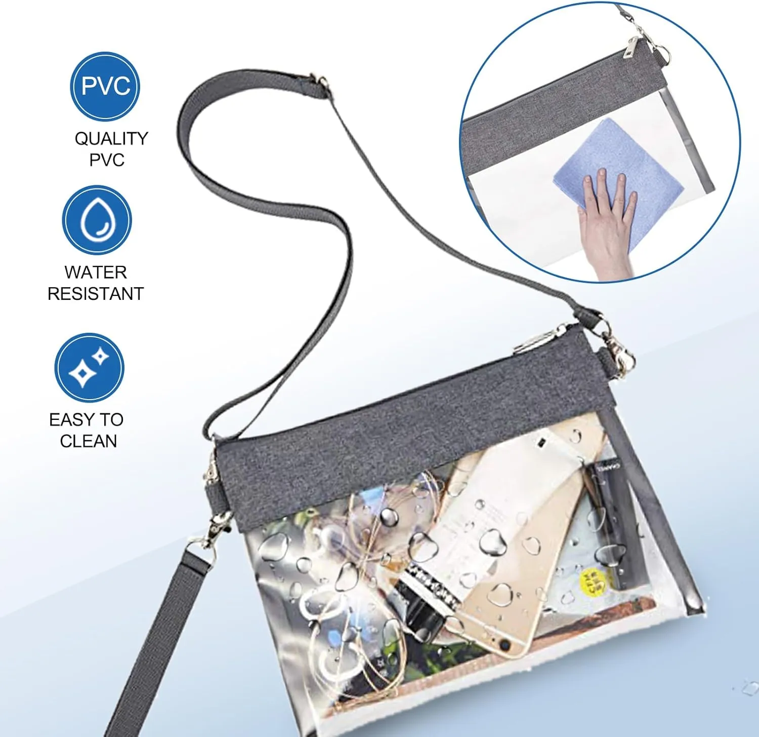 USPECLARE Clear Crossbody Purse Bag Stadium Approved Clear Tote Bag for Work Concert Sports