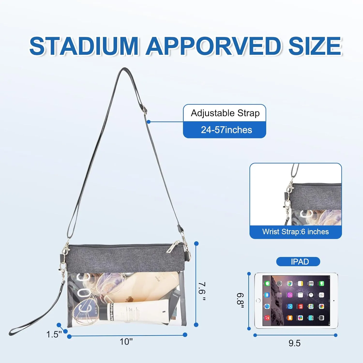 USPECLARE Clear Crossbody Purse Bag Stadium Approved Clear Tote Bag for Work Concert Sports