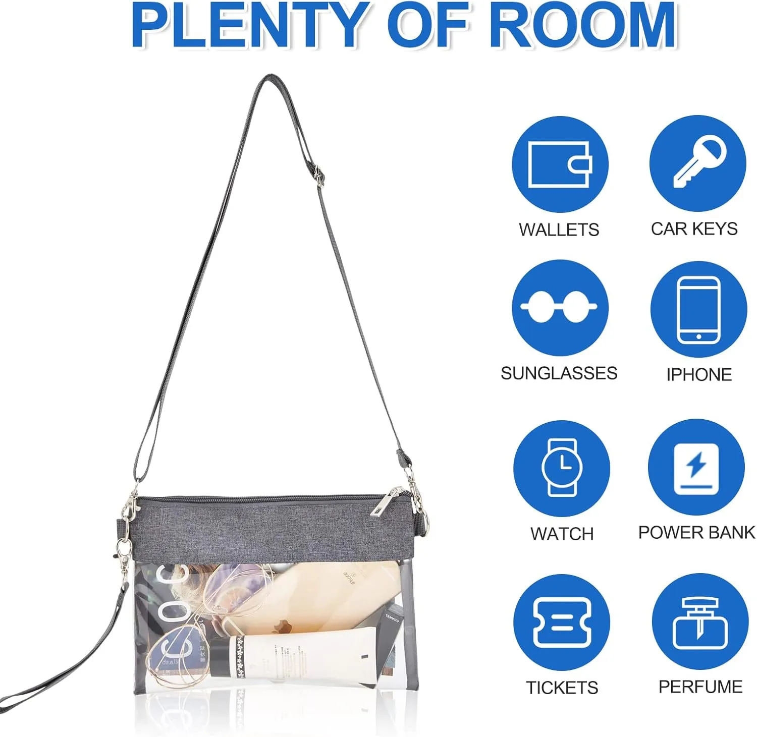 USPECLARE Clear Crossbody Purse Bag Stadium Approved Clear Tote Bag for Work Concert Sports