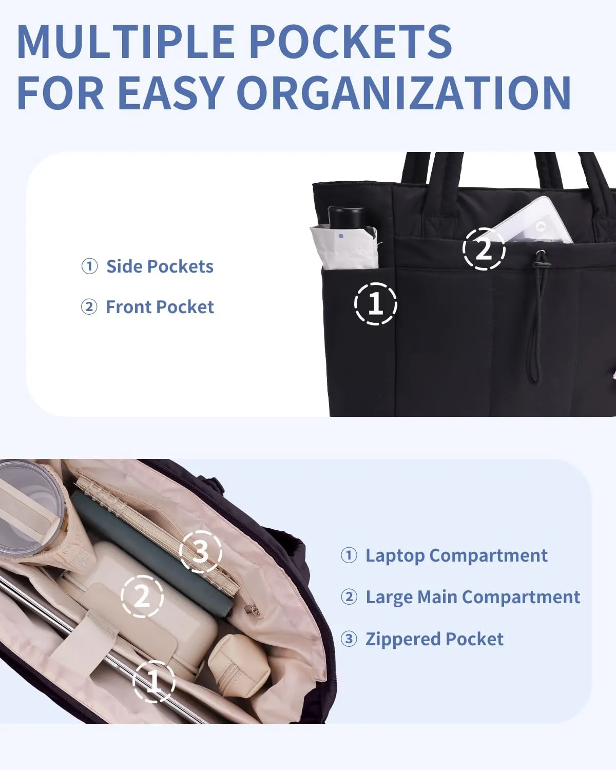 Wandering Nature Puffer Tote Bag Fit for Stanley Cup with Laptop Compartment Trolley Sleeve for Travel, Work, Nurse
