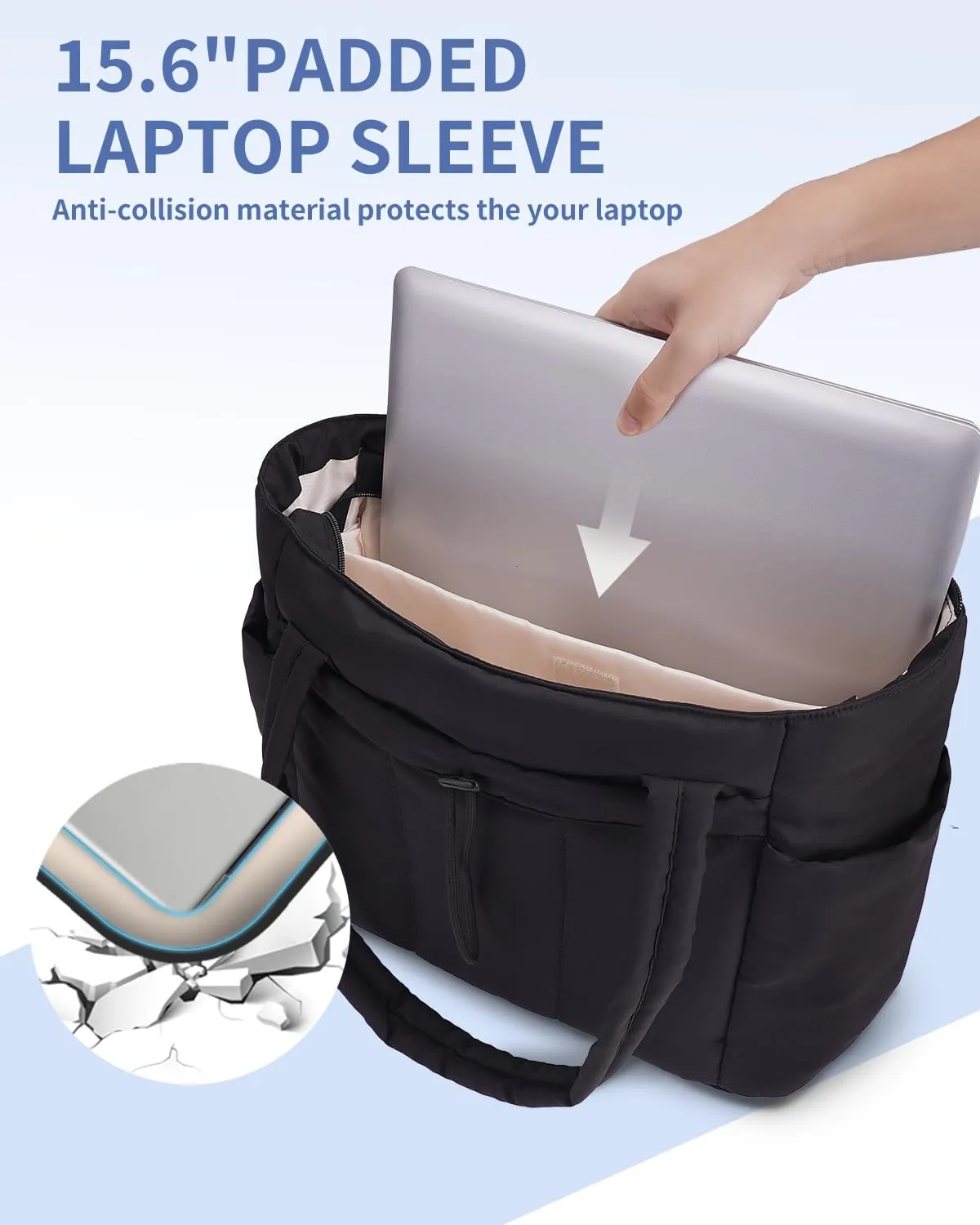 Wandering Nature Puffer Tote Bag Fit for Stanley Cup with Laptop Compartment Trolley Sleeve for Travel, Work, Nurse