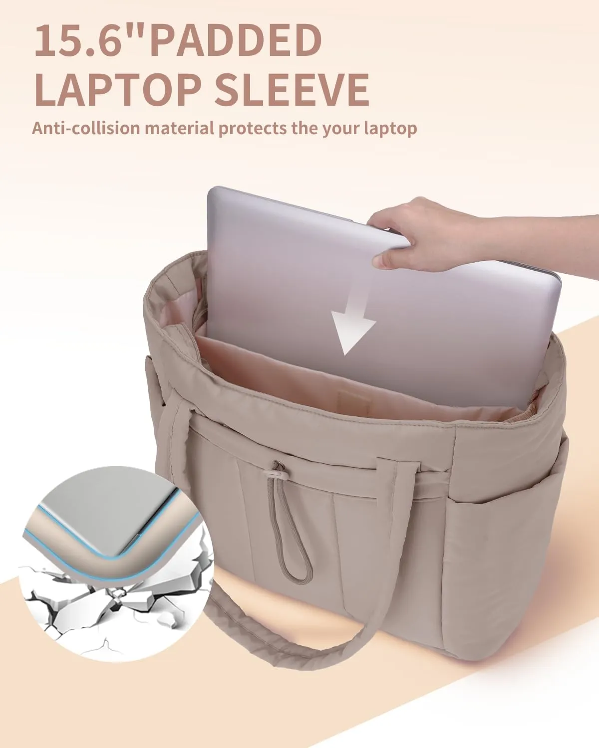 Wandering Nature Puffer Tote Bag Fit for Stanley Cup with Laptop Compartment Trolley Sleeve for Travel, Work, Nurse