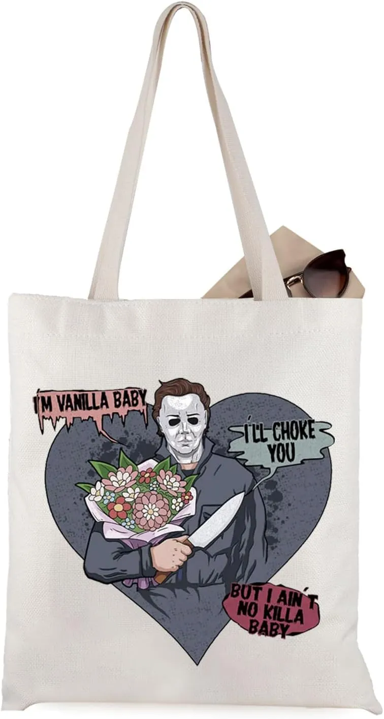 WCGXKO Horror Movie Theme Gift Horror Character Gift I'm Vanilla Baby Tote Bag for Killer Lover