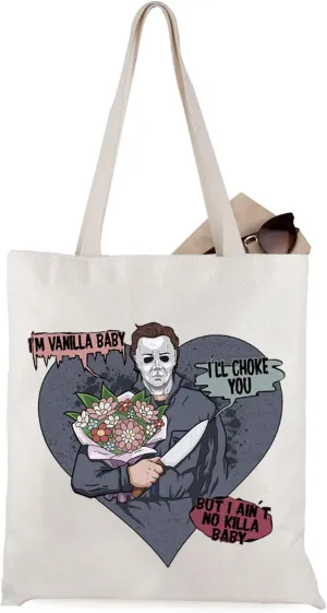 WCGXKO Horror Movie Theme Gift Horror Character Gift I'm Vanilla Baby Tote Bag for Killer Lover