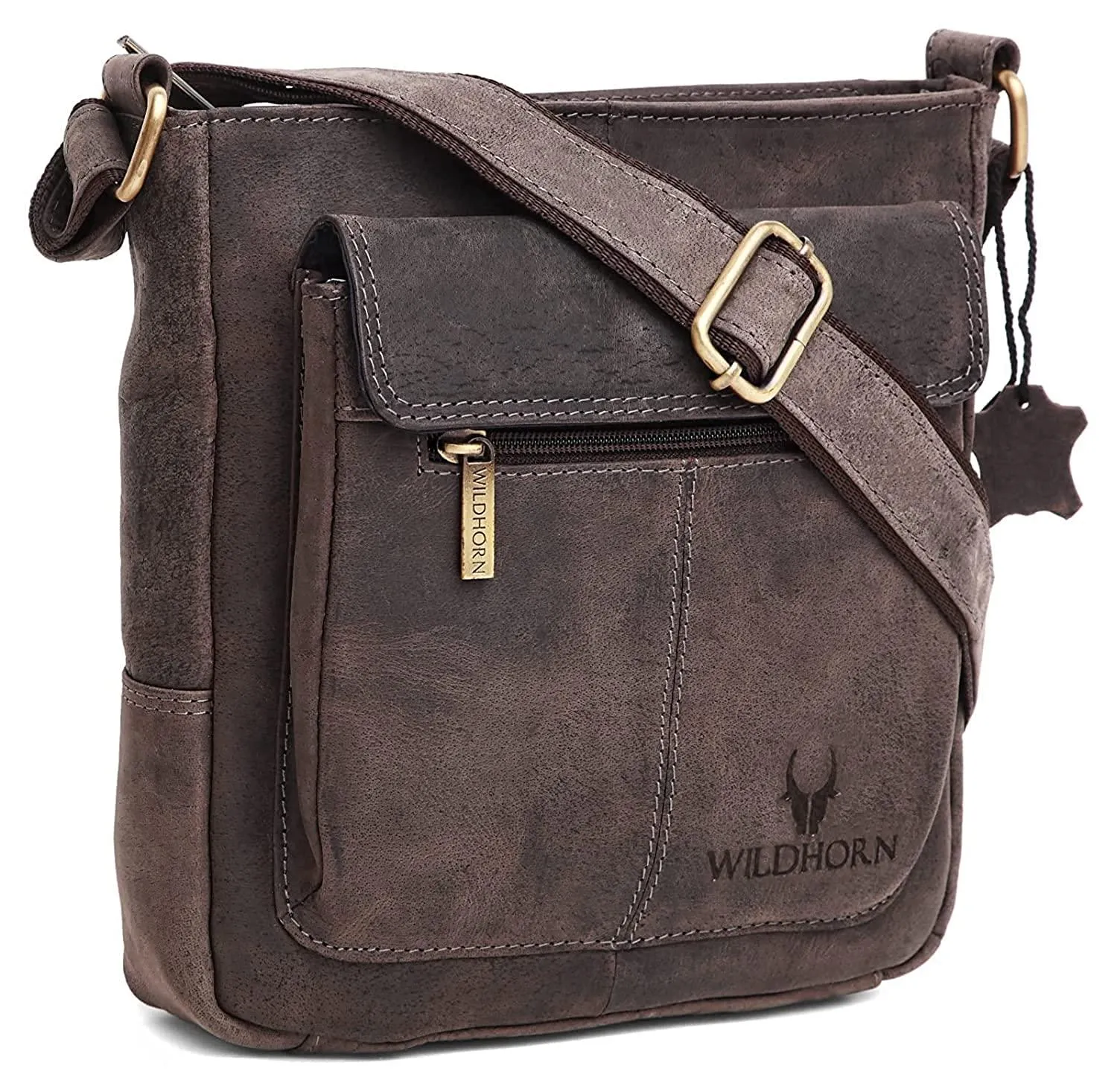 WILDHORN Leather Sling Messenger Bag for Men. DIMENTION : L-8 inch W-3 inch H-9 inch