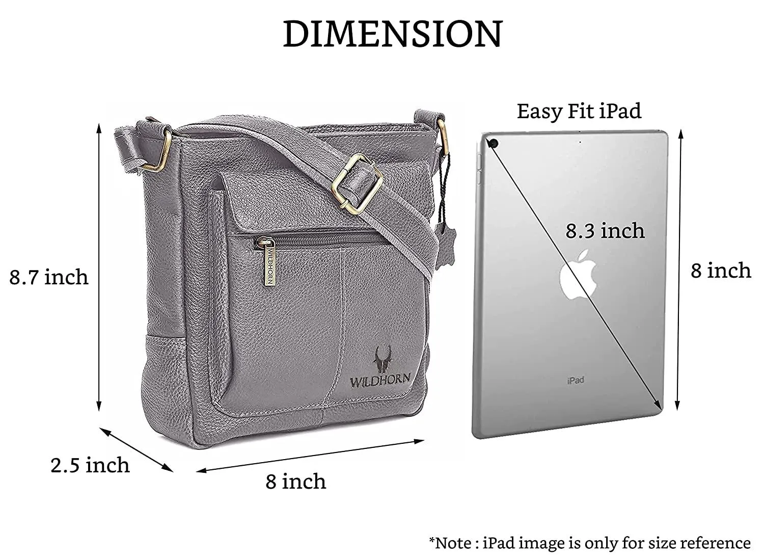 WILDHORN Leather Sling Messenger Bag for Men. DIMENTION : L-8 inch W-3 inch H-9 inch