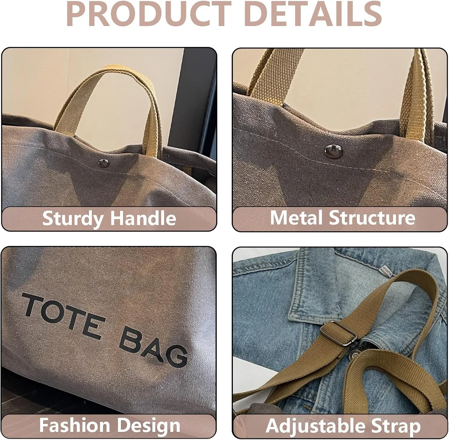 Women Canvas Tote Bag Travel Shoulder Bag Large Capacity Crossbody Top Handle Fashion Handbags