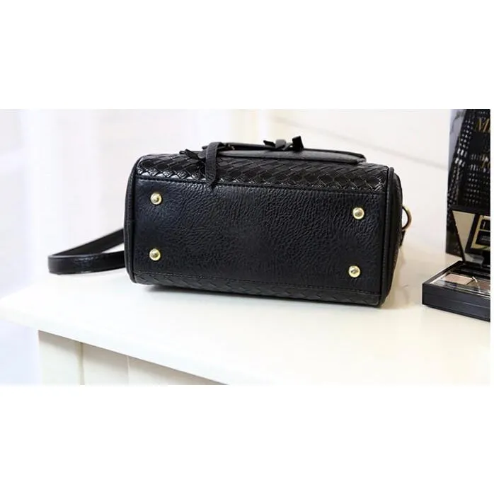 Women Diamond Quilted Faux-Leather Tote Messenger Handbag with Dual Compartments