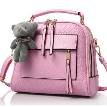 Women Diamond Quilted Faux-Leather Tote Messenger Handbag with Dual Compartments