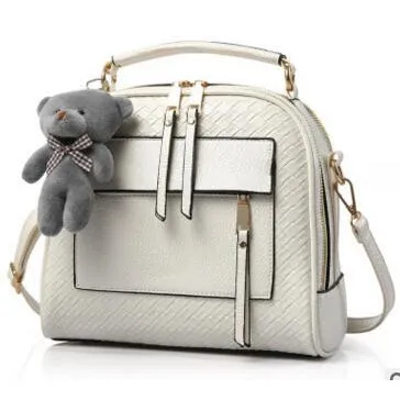 Women Diamond Quilted Faux-Leather Tote Messenger Handbag with Dual Compartments