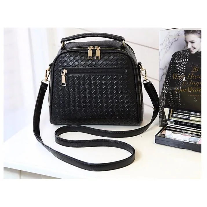 Women Diamond Quilted Faux-Leather Tote Messenger Handbag with Dual Compartments