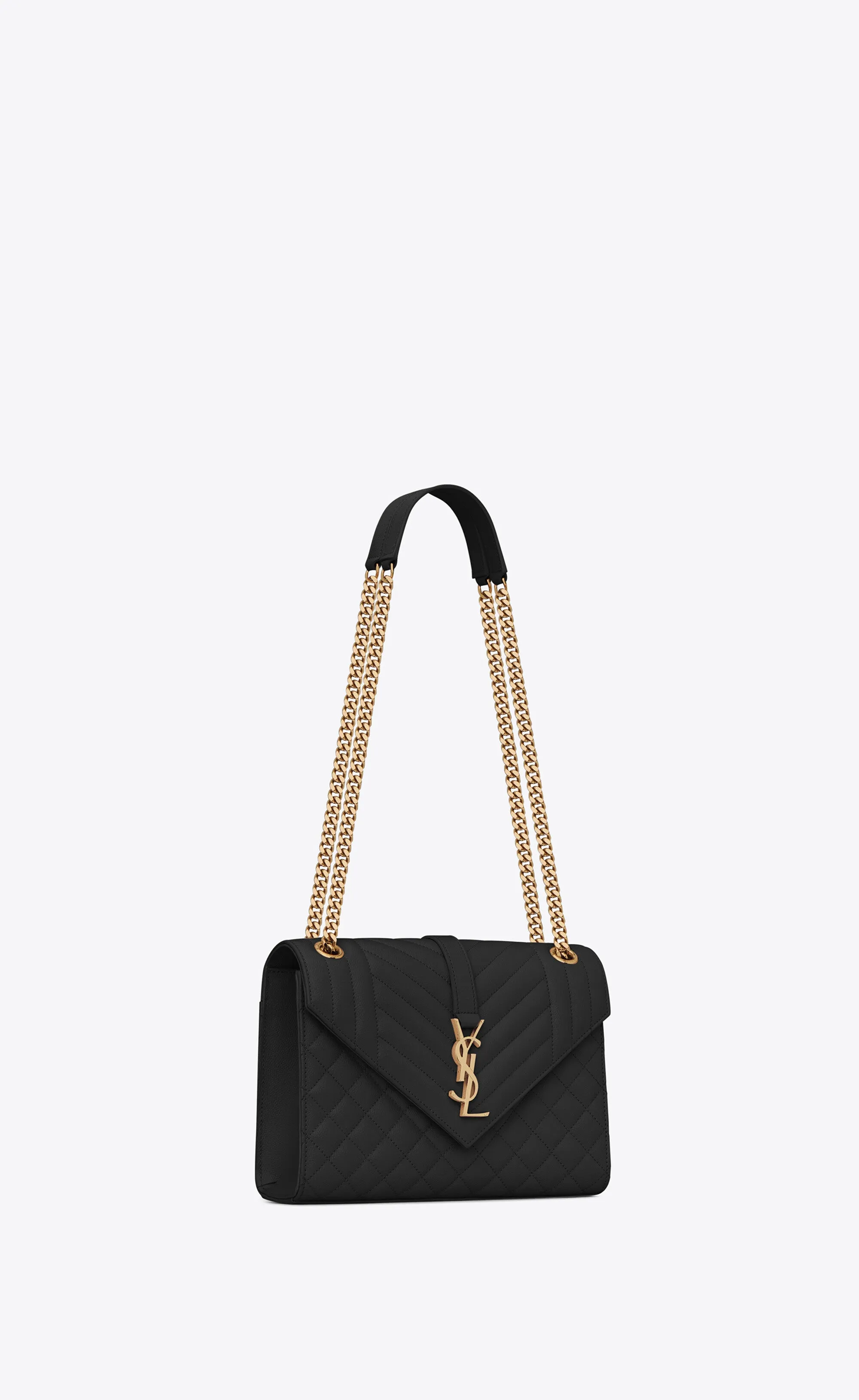 YSL ENVELOPE MEDIUM CHAIN BAG IN MIX MATELASSÉ GRAIN DE POUDRE EMBOSSED LEATHER