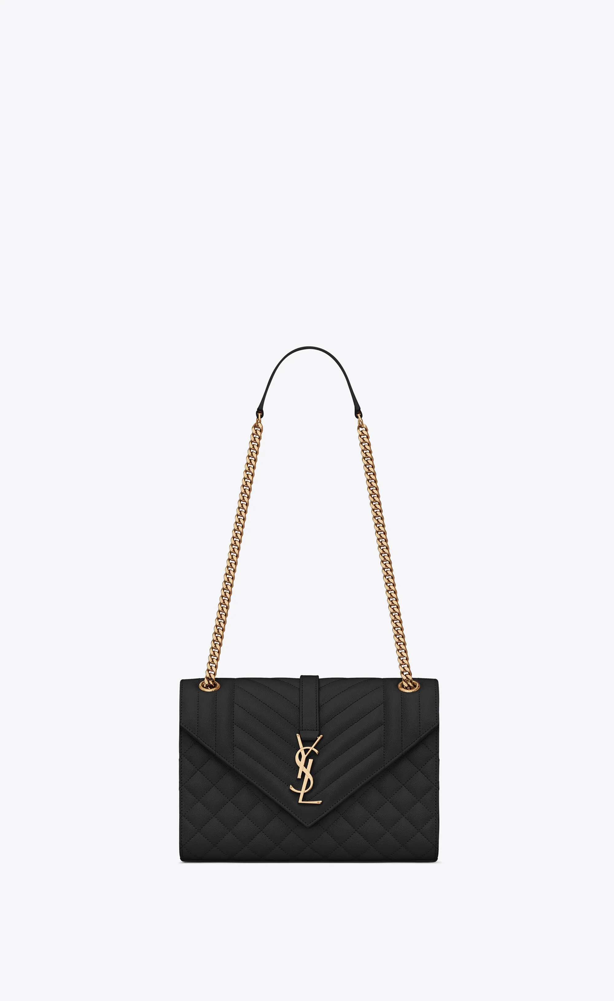 YSL ENVELOPE MEDIUM CHAIN BAG IN MIX MATELASSÉ GRAIN DE POUDRE EMBOSSED LEATHER